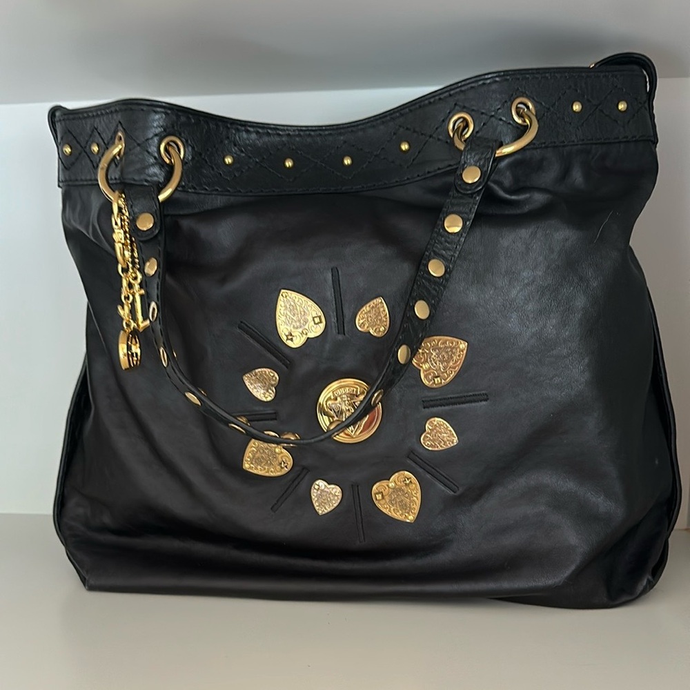 Gucci Irina Black Leather Tote with Gold Accents